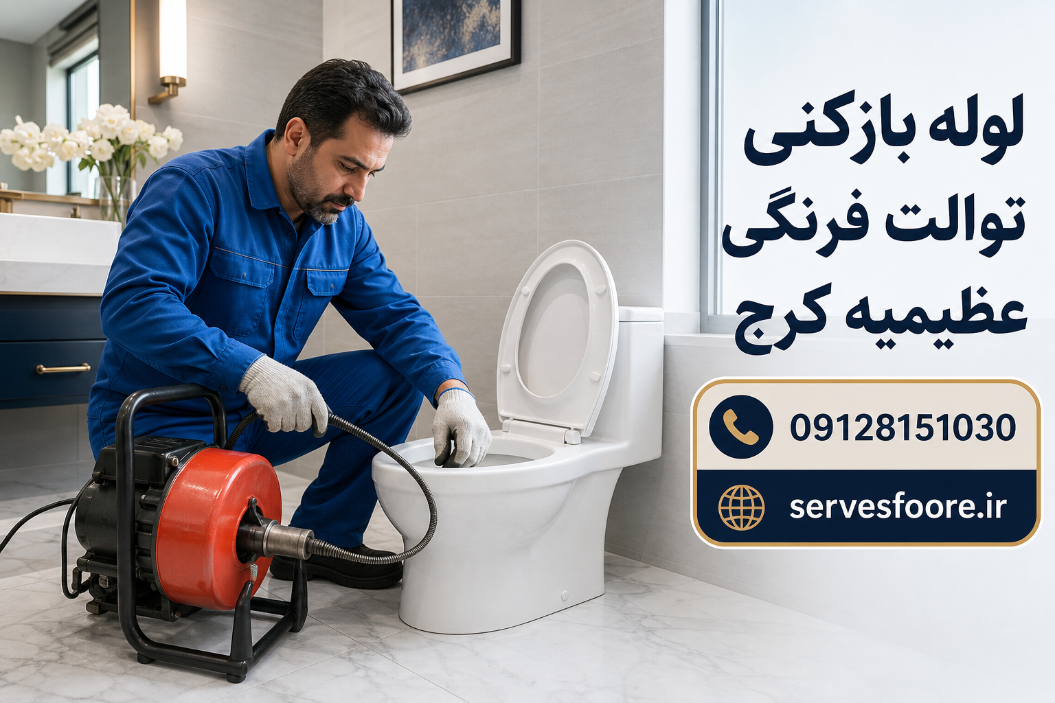 لوله بازکنی توالت فرنگی عظیمیه کرج